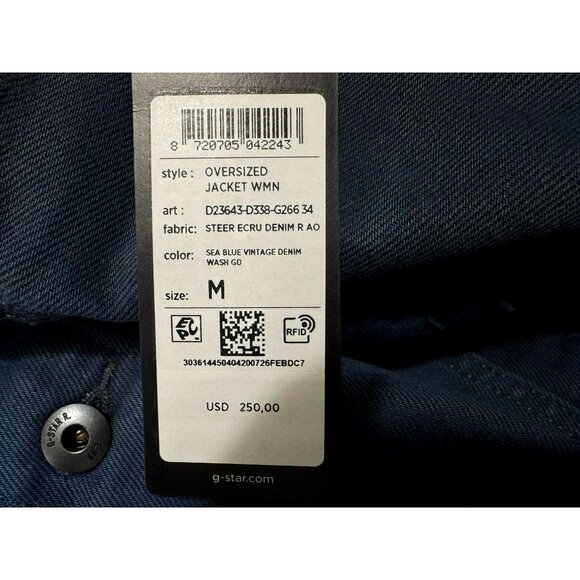 Womens Denim Jacket Oversized G-Star RAW Sz M Dark Wash Boxy Heavywt Trucker - Picture 7 of 9